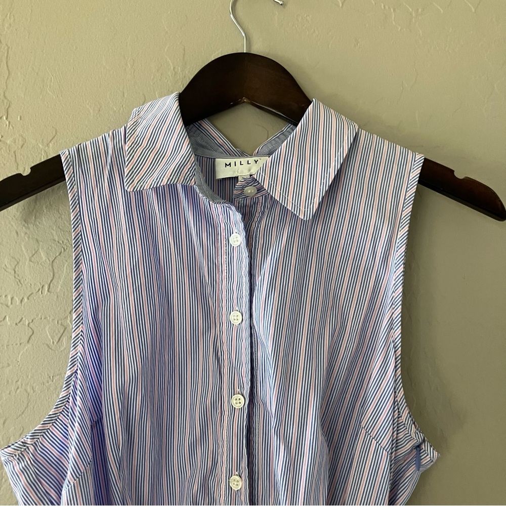 Milly Lavender Striped Sleeveless Dress - Picture 5 of 12